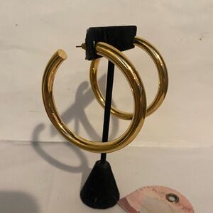 Anthropologie Classic Large tube Hoop Earring 14K Demi fine NWT 2.25” D
